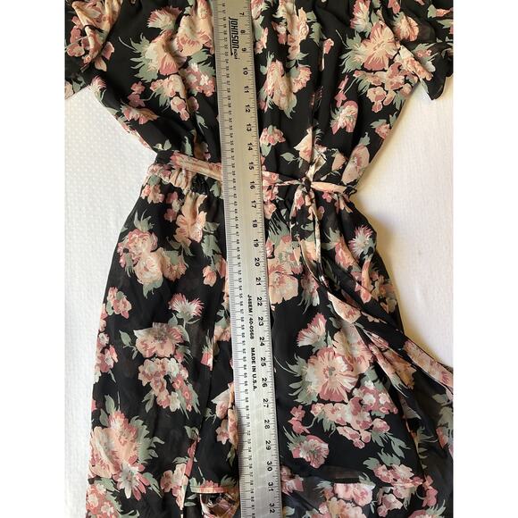 Lily Rose Women Dress M Black Floral A-Line Ruffle Belted Cold Shoulder Rompers - Picture 7 of 14